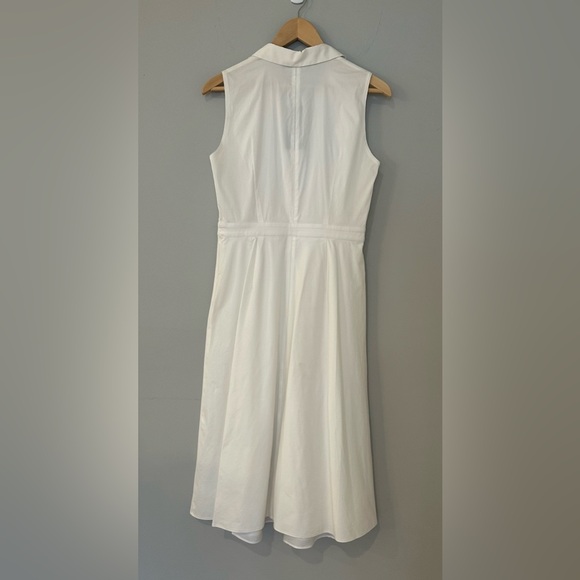 Lafayette 148 New York White Cotton Sleeveless Midi Dress. - Picture 3 of 8